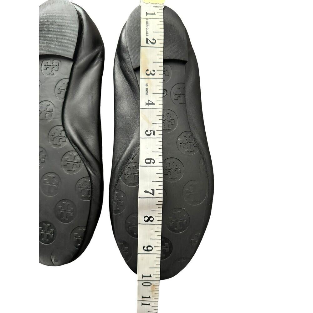 Tory Burch Reva Black Leather Gold Logo Medallion Ballet Flats Size 7 - Picture 12 of 12